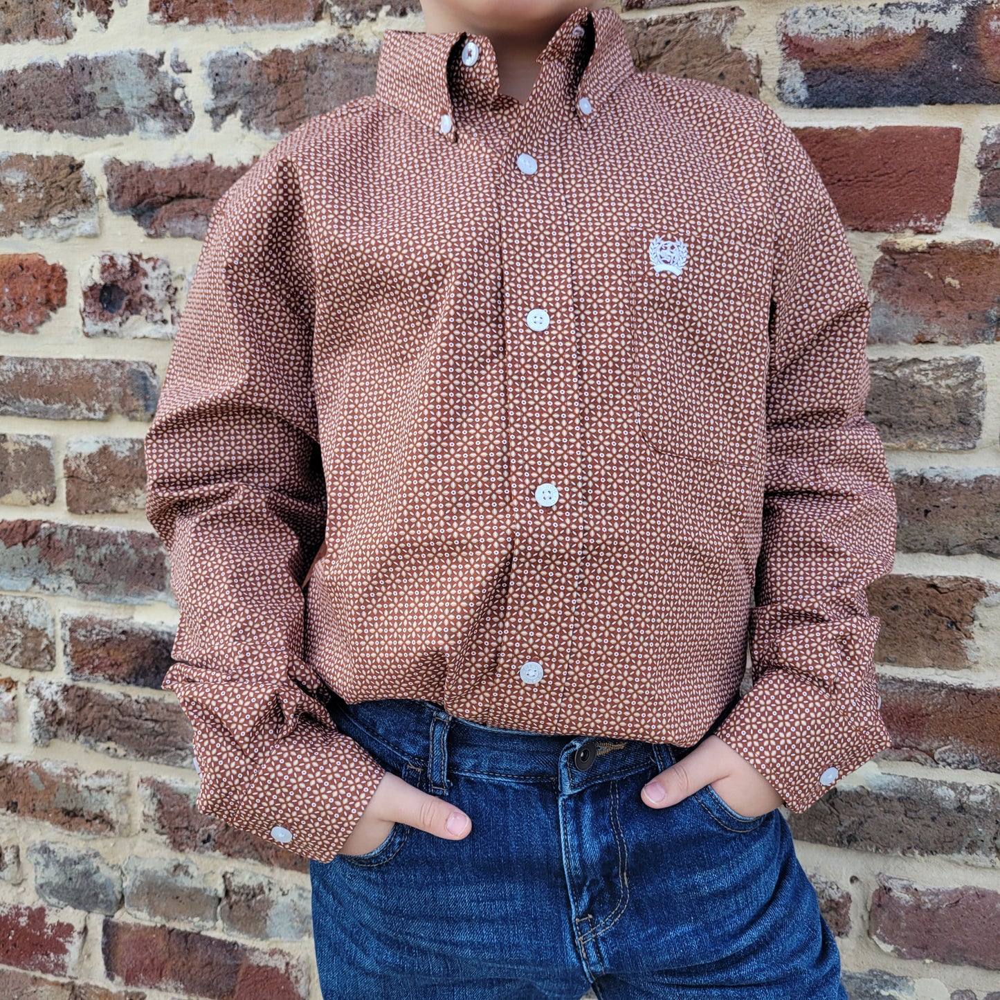 Cinch Boys Geo Button Down