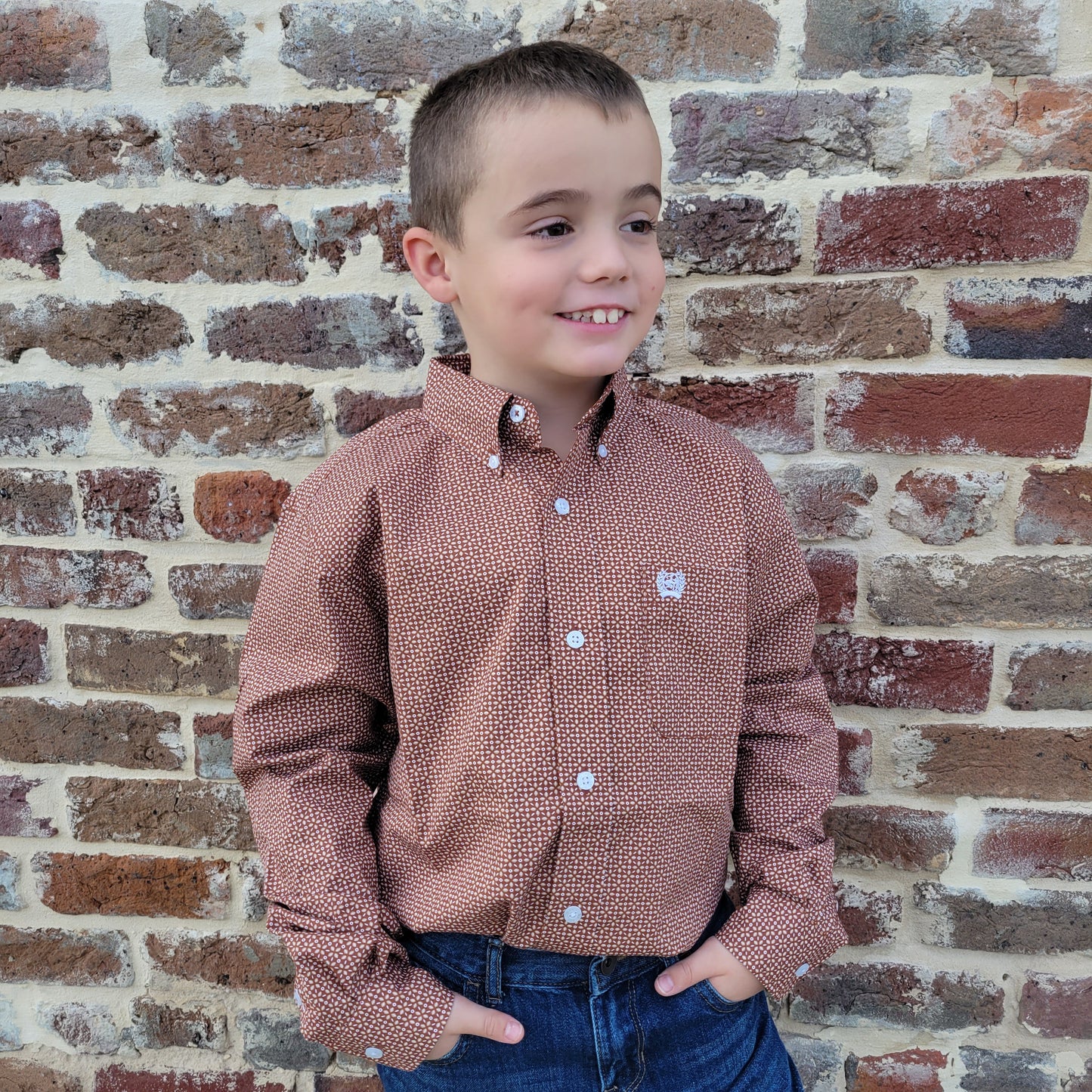 Cinch Boys Geo Button Down