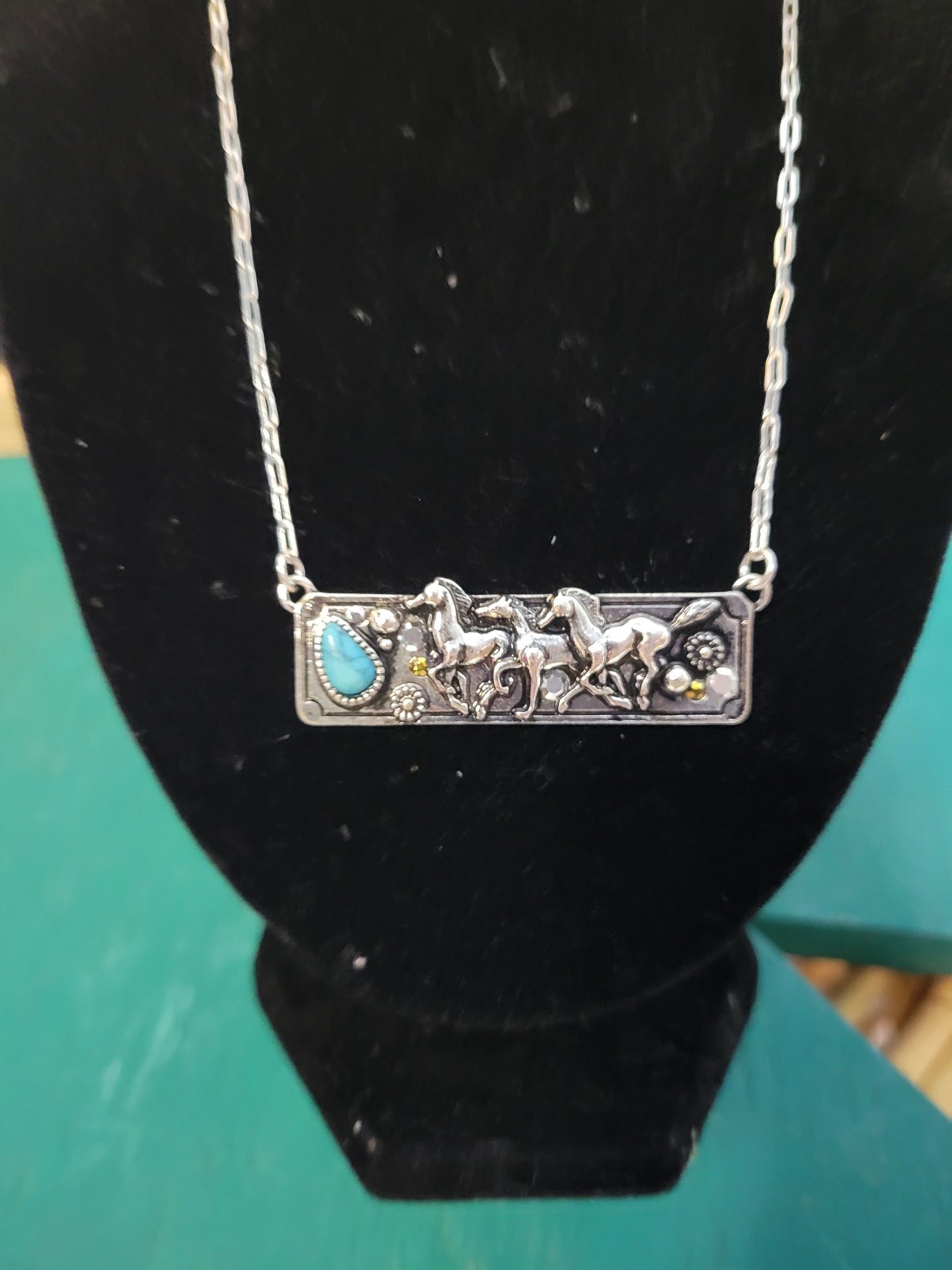 Running Horses Bar Necklace