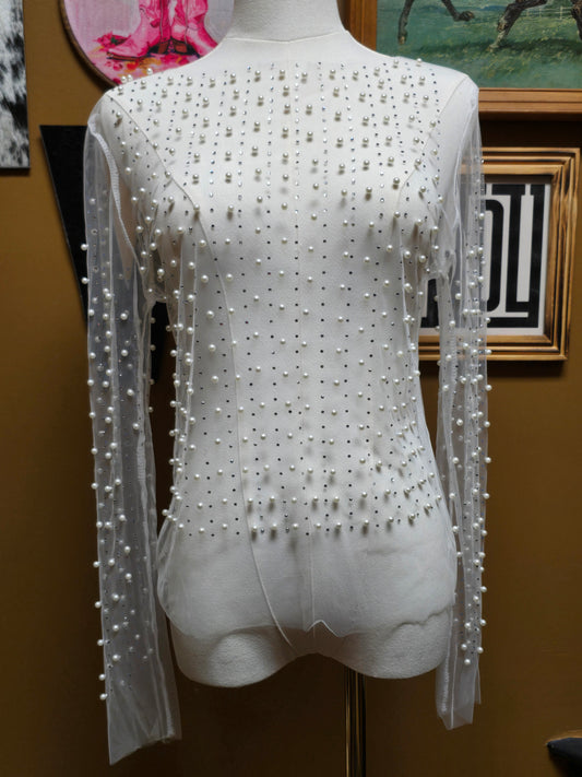 Oh Pearl Mesh Top [white]