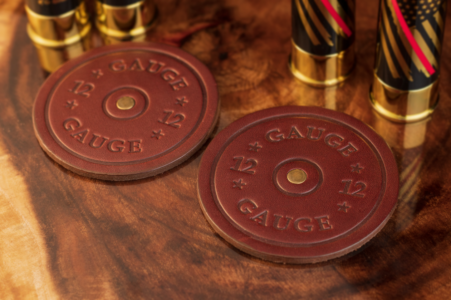 12 Gauge Leather Coasters - Set of 2