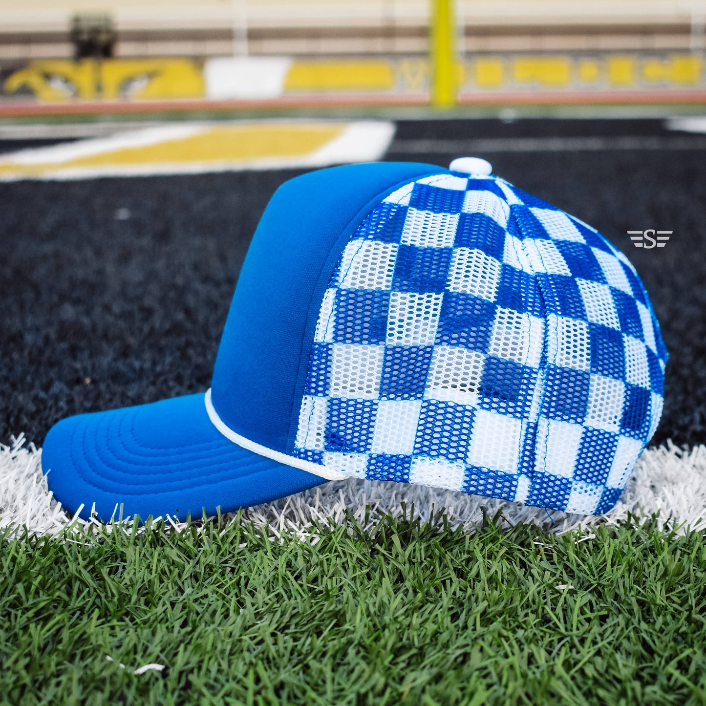 Checkered Trucker Hat [Royal Blue/ White]