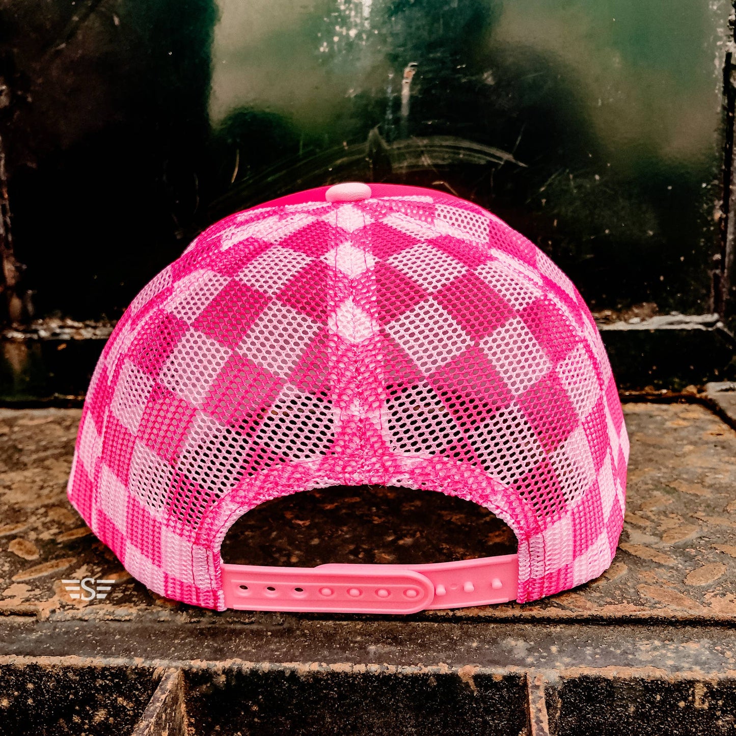 Checkered Trucker Hat [Pink/ Light Pink]