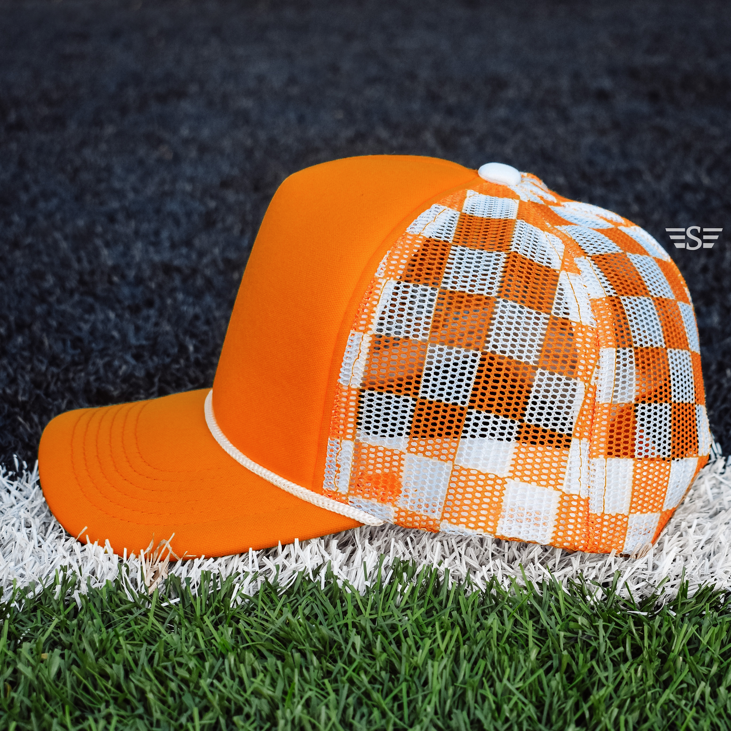 Checkered Trucker Hat [Orange/white]