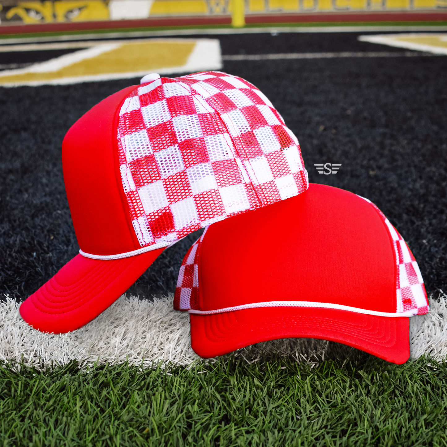 Checkered Trucker Hat [Red/ White]