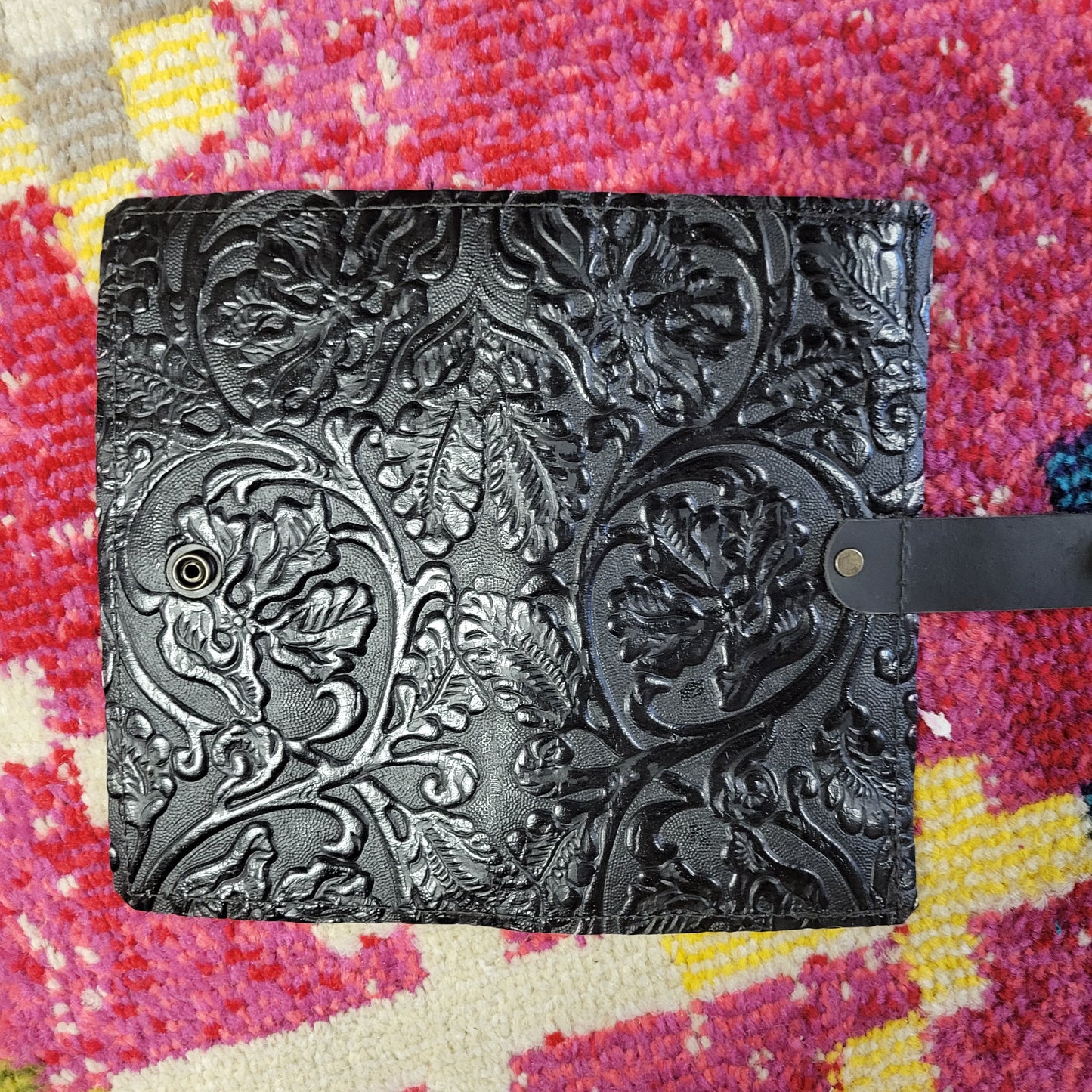 Black Floral Embossed Wallet