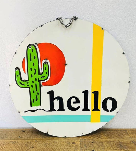 Hello Cactus Door Hanger