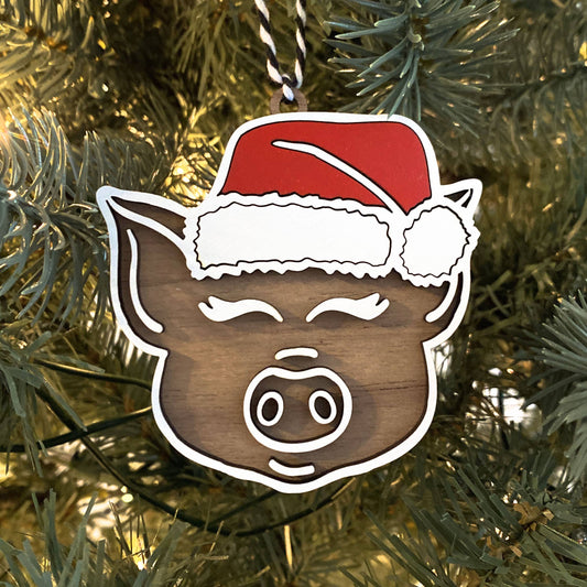 Ornement de Noël en bois de cochon